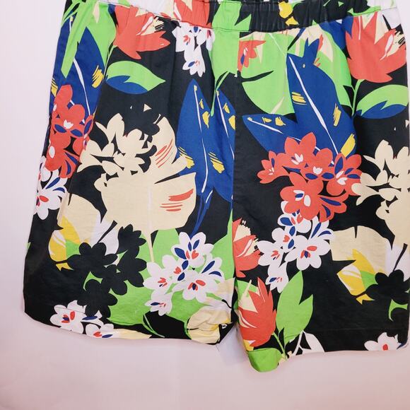 1901 womens black and green floral print cotton poplin v-neck romper size XS - Picture 5 of 10